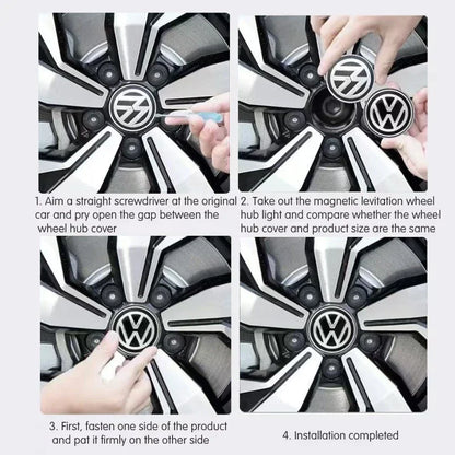 For Volkswagen wheel hub LED light caps floating luminous wheel hub covers suitable for Golf 4/6/7 Touran Passat Tiguan Polo