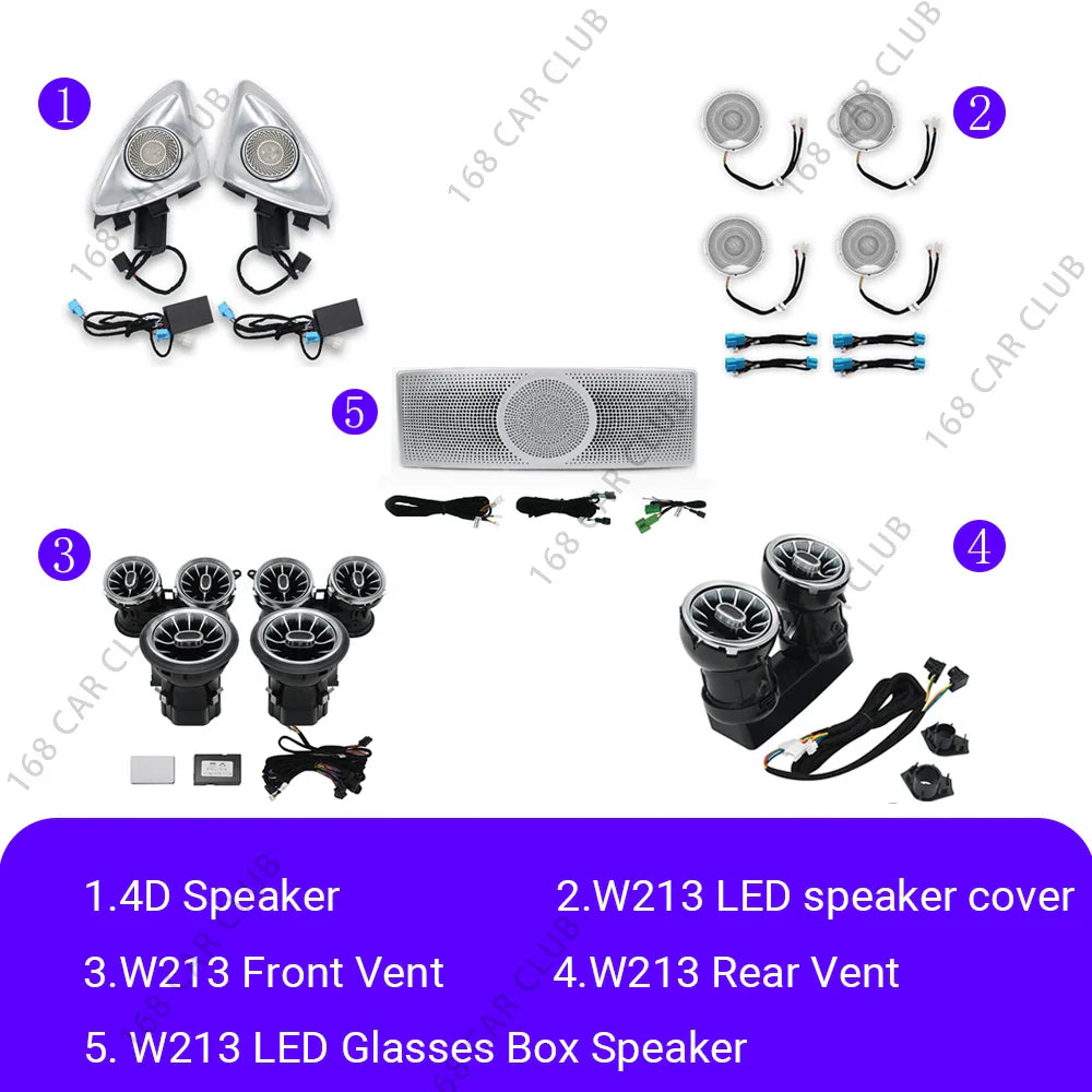 LED Air Vents 3D/4D Rotate Tweeter Speaker For Mercedes Benz W213 W238 E53 E63 E-Coupe Car 64 Colours Lnterior Decorative Lights