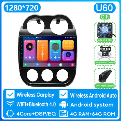 Car Android 13 For JEEP Compass Patriot 2011 - 2017 Auto Radio Multimedia Player GPS Navigation Carplay Stereo 4G BT No 2din DVD