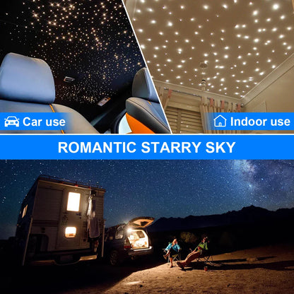 32W Twinkle Fiber Optic Star Ceiling Lights Kit RGBW Car Roof Star Light Bluetooth APP Music Control Car Starry Sky Ceiling Lamp