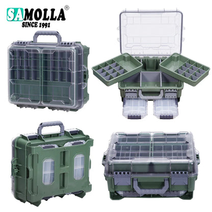 SAMOLLA Fishing Tackle Box Large Capacity Portable Multi-functional Waterproof Bait Accessories Outdoor Camping Storage Box
