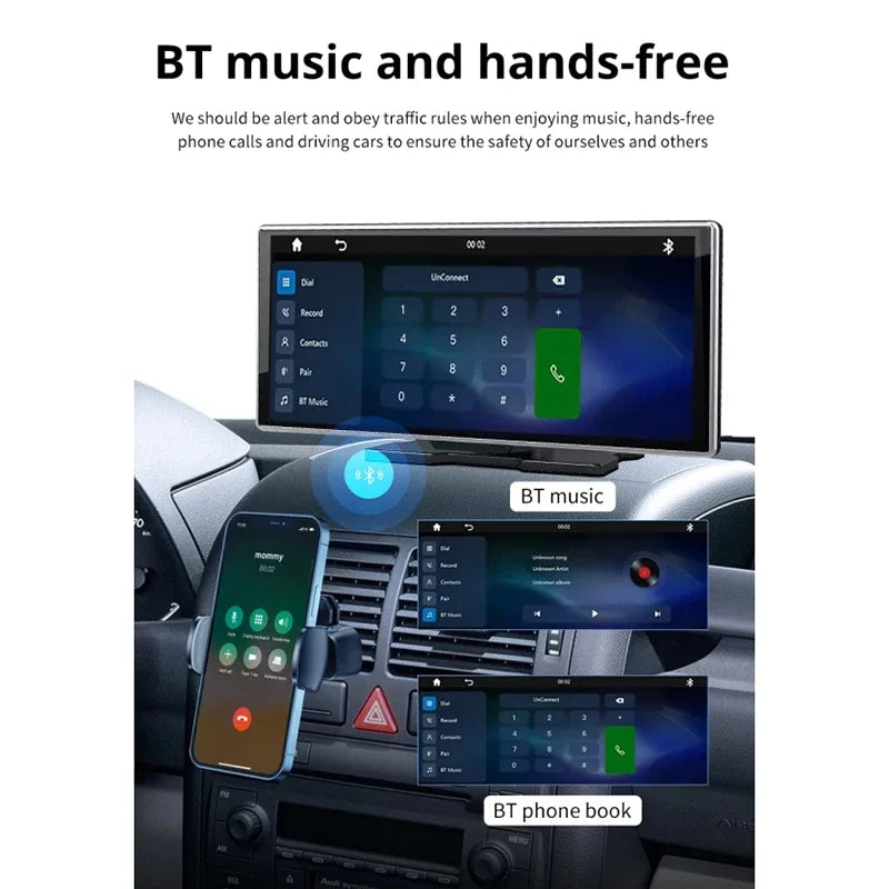 Truck 12-24V 11.26" Reversing Image Universal Dash Recorder Wireless Carplay BT Multimedia Player