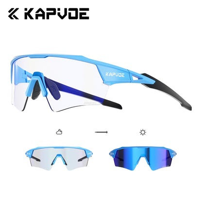 Kapvoe New Photochromic Cycling Sunglasses Men Women MTB Glasses UV400 Bicycle Eyewear Outdoor Sports Running Road Bike Goggles