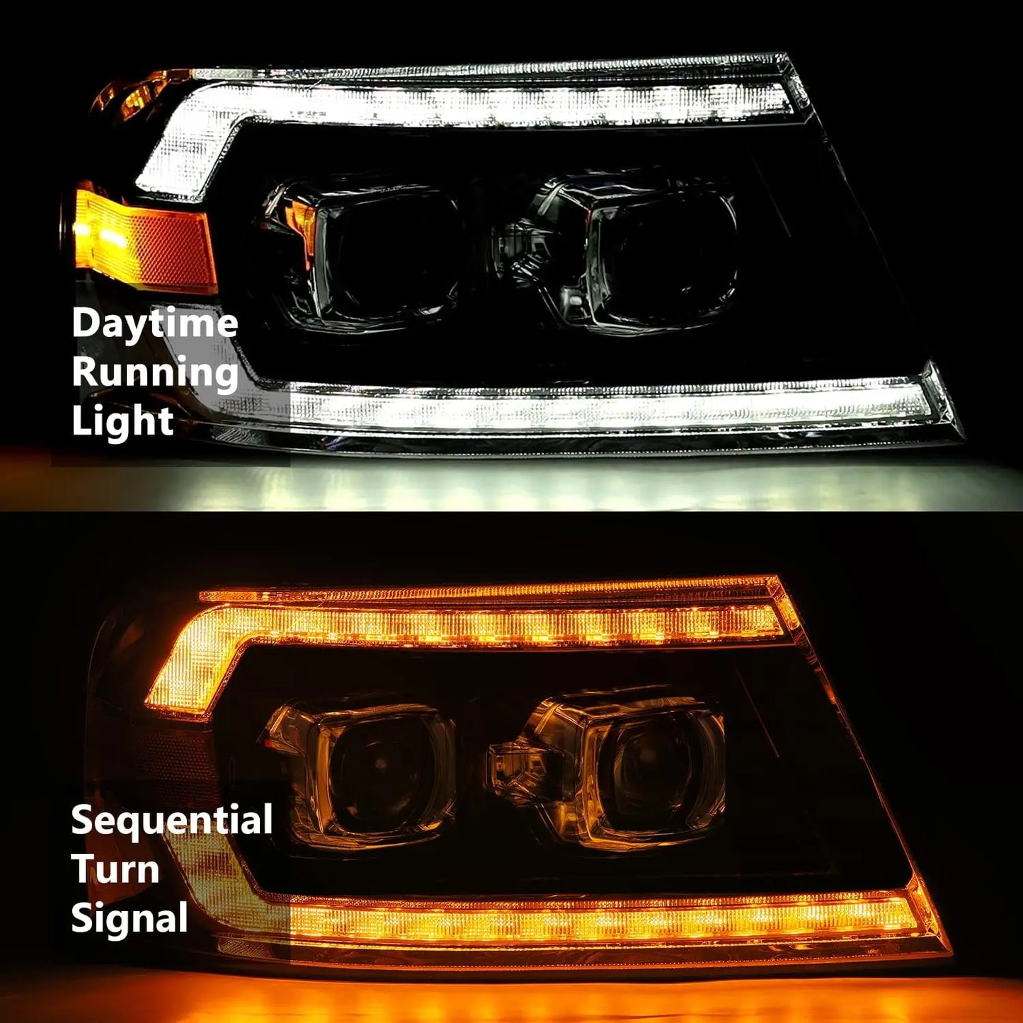 04-08 Ford F150 / 06-08 Lincoln Mark LT Projector Headlights Black [PRO-Series]
