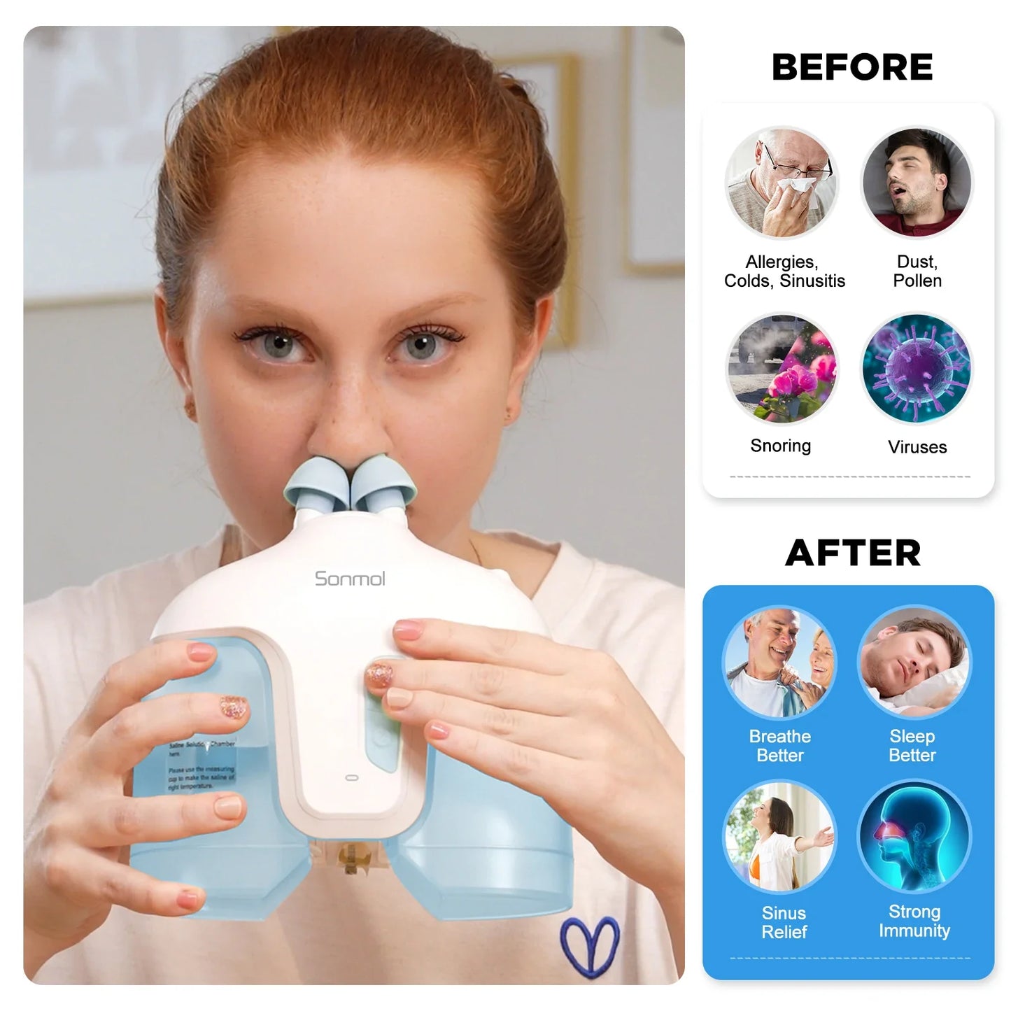 Electric Nasal Irrigation System with 50 SaltPods Nasal Irrigator Nose Washer Sinus Rinse Cleaner Congestion Relief Device power tools