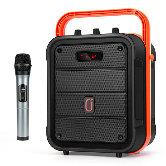 FanFun Karaoke Machine with 1 Wireless Microphones, Portable Bluetooth Speaker with Bass/Treble Adjustment, PA System