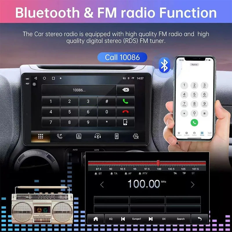 10" 6+128G For 2007-2017 Jeep Wrangler JK Dodge chrysler Car Stereo Radio Apple Carplay Android 13 FM AM BT Head Unit