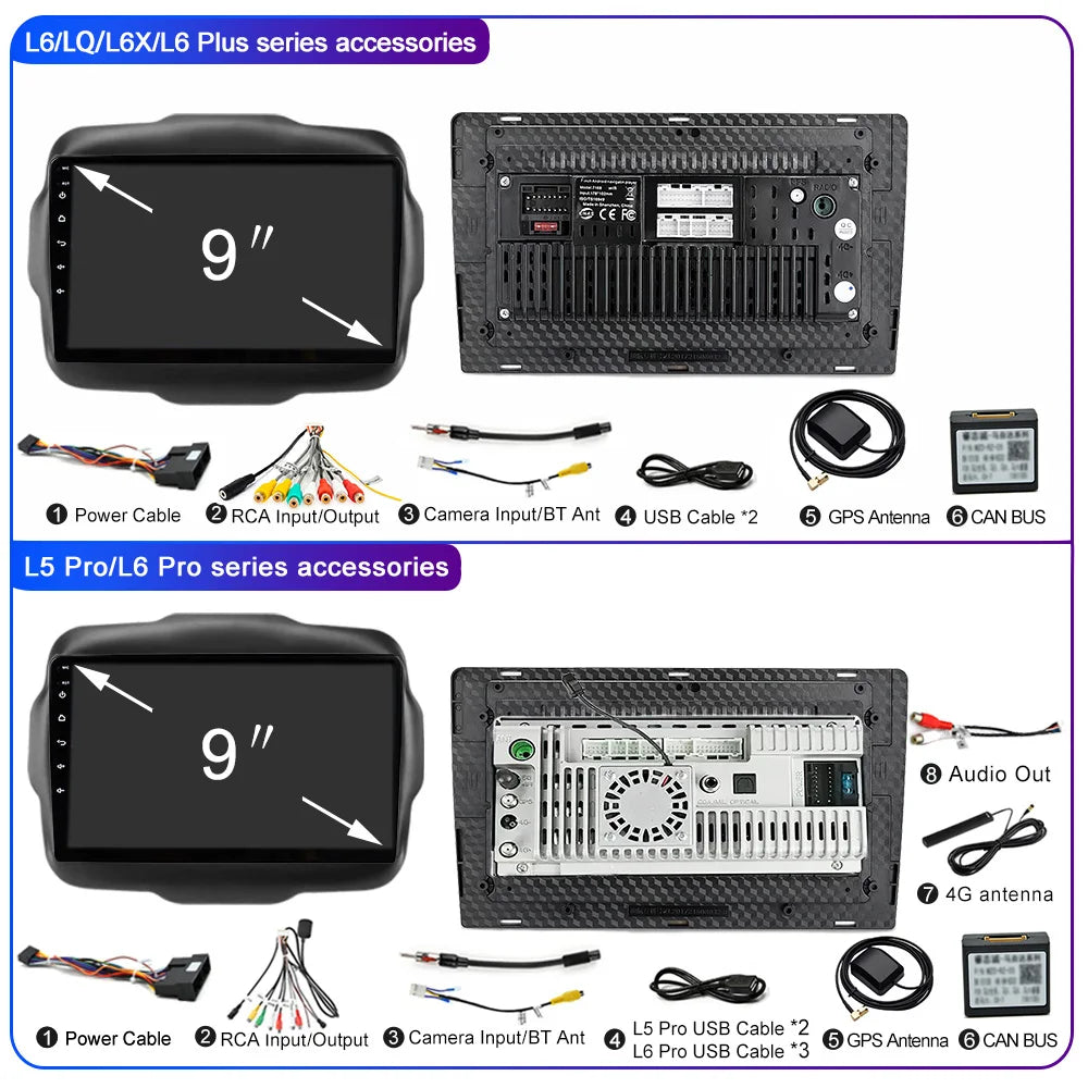 LEHX L6Pro 4G LTE DSP Car Radio Android Auto Video Multimedia Player For Jeep Renegade 2016-2020 Carplay 2din dvd Autoradio  gps