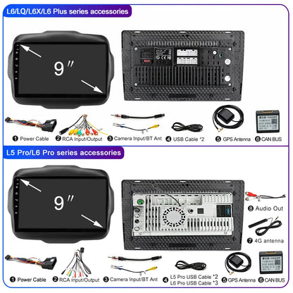 LEHX L6Pro 4G LTE DSP Car Radio Android Auto Video Multimedia Player For Jeep Renegade 2016-2020 Carplay 2din dvd Autoradio  gps