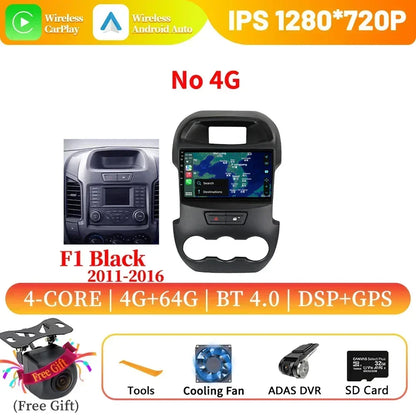 Android 14 For Ford Ranger 3 2011-2015 Car Radio Multimedia Navigation 4G GPS Bluetooth Wireless Carplay Head Unit Screen Stereo