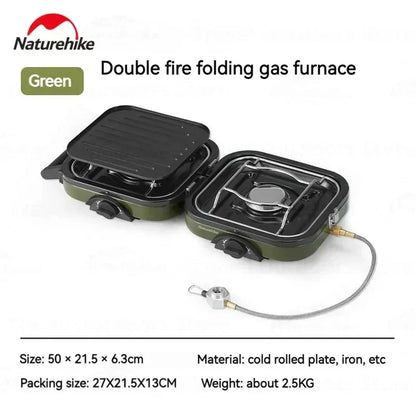 Naturehike Double Fire Folding Gas Furnace Outdoor Portable Gas Stove Camping Equipment Double Burner Electronic Ignition Cooker
