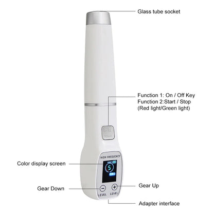 High Frequency Electrode Wand Glass Tube Electrotherapy Acne Spot Remover Skin Care Home Spa Beauty Facial Therapy Wand