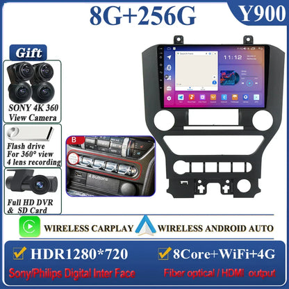 Android 14 Carplay FOR FORD Mustang S550 2014-2021 Multimedia Car Player Navigation Screen GPS Radio No 2 Din Stereo Head Unit
