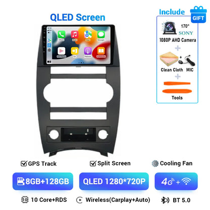 Android 14 Carplay Auto For Jeep Cherokee Commander XK 2005 2006 2007 2008 2009 2010 2011 Car Radio Multimedia Player GPS Stereo