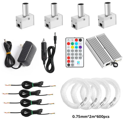 16W 4-Head Starry Sky Lamp Split Machine 840Pcs Fiber Optic RGBW Meteor Headliner Car Roof Starlight  APP/RF Remote Music Mode
