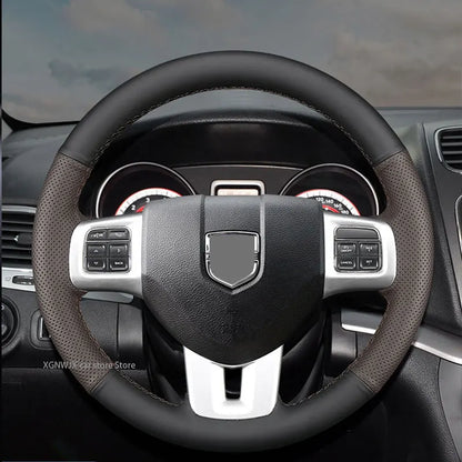 For Dodge JCUV Coolway 2013 Year 3.6L Customized Car Steering Wheel Cover Leather Hand Suture Non-slip Special Made Accessories