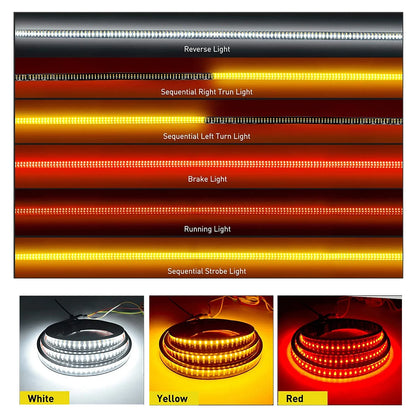 Tailgate Light bar 1.5 Meter Triple Row LED Strip for Pickup Trailer SUV RV Red Brake White Reverse Sequential Amber Turning