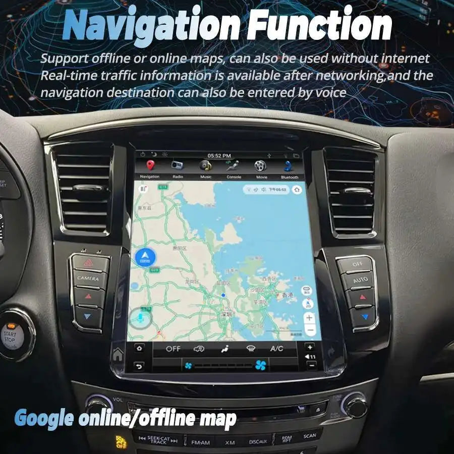 256gb Radio For Infiniti QX60 JX35 2014-2019 Android 14 Touch Screen Car Navi Multimedia Player Wireless Carplay Tape Recorder