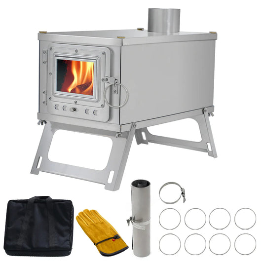Folding Woodstove Durable Portable Foldable Wood Burning Stainless Steel Firewood Stove For Outdoor Camping Heat Oneself & Food