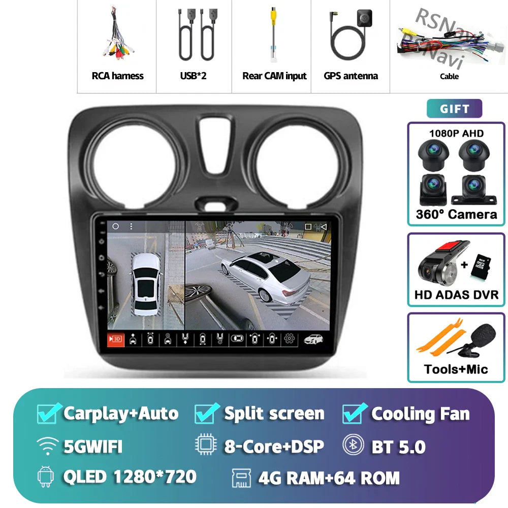 Android 14 Car Radio For Renault Lodgy Dacia Dokker 2012 2013 - 2021 Autoradio Auto Carplay WIFI+4G Multimedia DSP Stereo Player