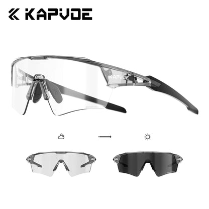 Kapvoe New Photochromic Cycling Sunglasses Men Women MTB Glasses UV400 Bicycle Eyewear Outdoor Sports Running Road Bike Goggles