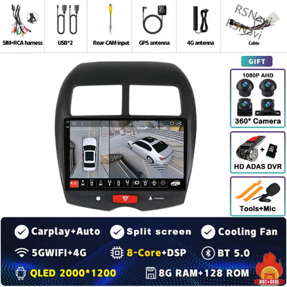 Android 14 For Mitsubishi ASX 1 2010 - 2016 2K QLED Android Car Radio Multimedia Video Player GPS Stereo CarPlay 4G Head Unit