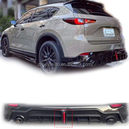 2024 New Rear Bumper Diffuser Exhaust with LED Light For Mazda CX-5 2020-2023 Carbon Fiber Car Tuning Accessory Bodykit Parts pp
