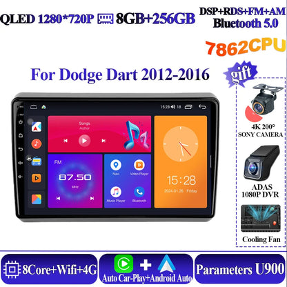 Wireless Android Auto Carplay For Dodge Dart 2012-2016 Car Multimedia Player 5G Wifi GPS Intelligent System 8 core Touch Display