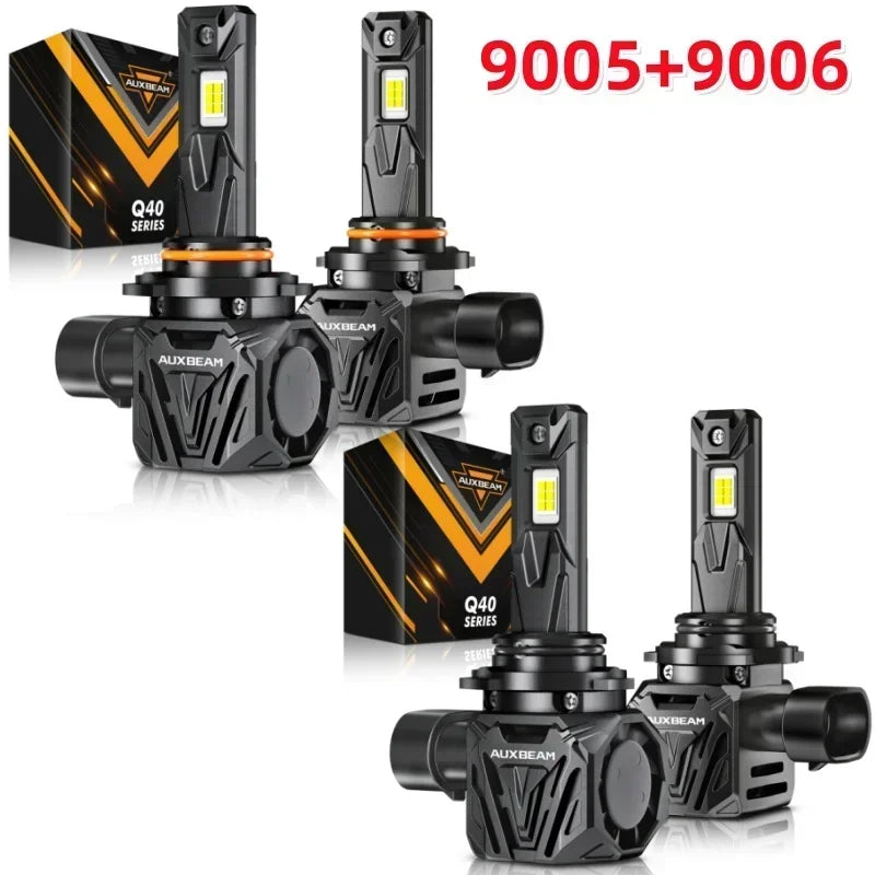 AUXBEAM Q40 Series 30000LM 120W LED Headlight Bulbs 9004 9005 9006 9007 H4 H11 H13 6500K White Plug and Play Canbus Headlamp