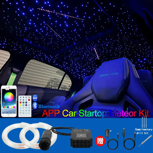 Car Starry Sky Ceiling Light Kit Meteor Car Ceiling Fiber Optic Light Guide Rgbw Full Color App Bluetooth Modified Starry Sky Light