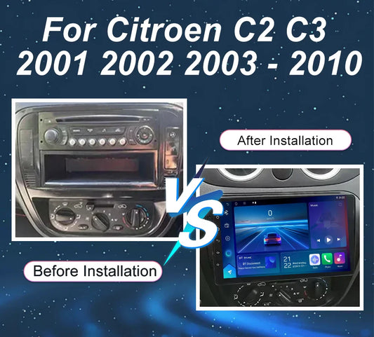 Car DVD Android 14 Radio Stereo For Citroen C2 C3 2001 2002 2003 -2010 Auto Multimedia Video Player GPS Navigation NO 2Din WIFI