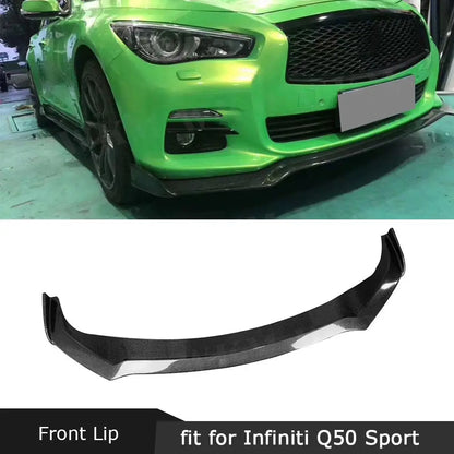 Carbon Fiber Front Bumper Lip Spoiler Protector Covers For Infiniti Q50 Sport 2014-2017 car styling