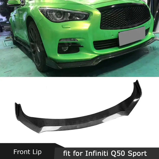 Carbon Fiber Front Bumper Lip Spoiler Protector Covers For Infiniti Q50 Sport 2014-2017 car styling