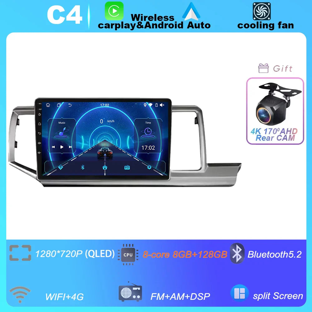 Android 14 Car Radio for Honda Stepwgn 2.0 RK 2009-2013-2015 Multimedia Video GPS Player BT Carplay 2din Navigation NO 2din
