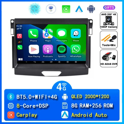Android 15 Car Radio Stereo QLED Screen For Ford Ranger 2015 2016 2017 2018 2019 2020 GPS Multimedia Carplay Autoradio Head unit