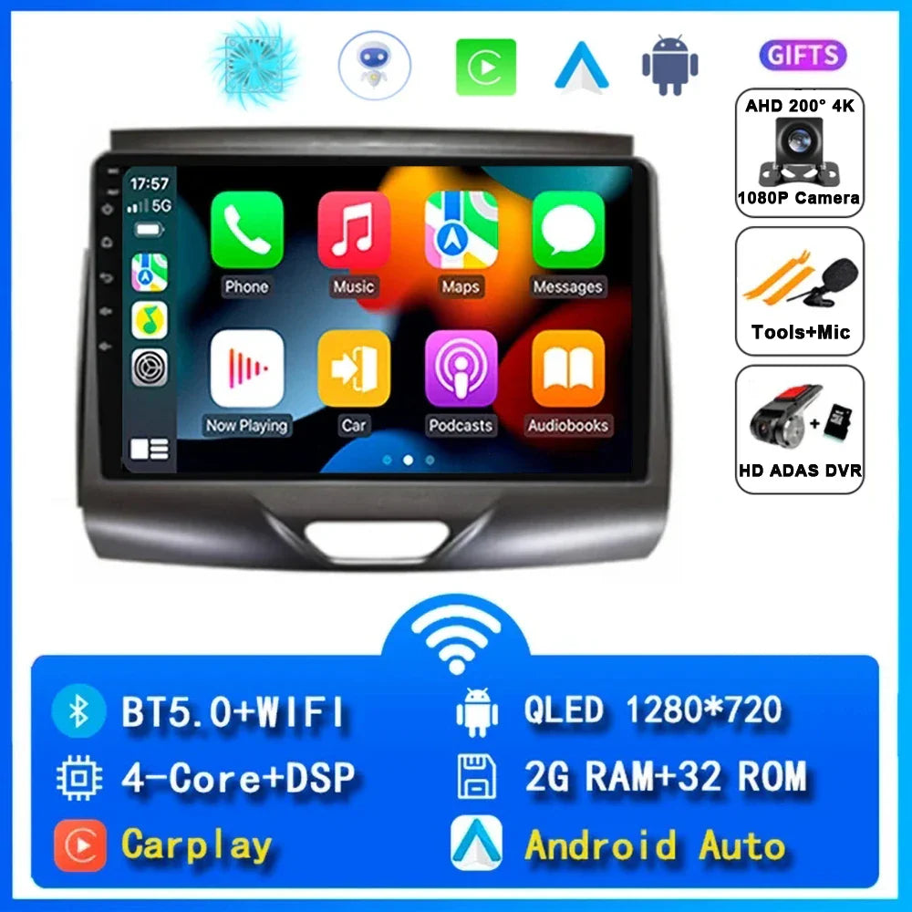 Android 15 Car Radio Stereo QLED Screen For Ford Ranger 2015 2016 2017 2018 2019 2020 GPS Multimedia Carplay Autoradio Head unit