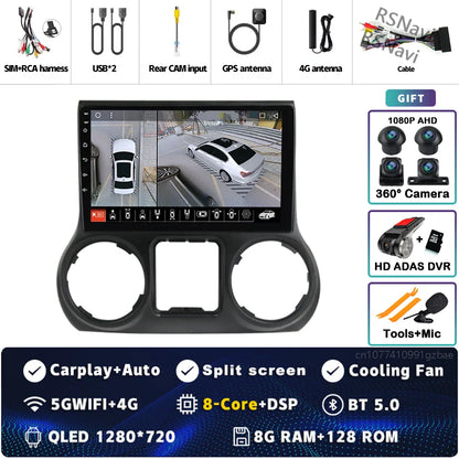 Android 14 Carplay Auto For Jeep Wrangler 3 JK 2015 2016 2017 Car Radio Player Multimedia srereo Navigation BT 4G WIFI DSP