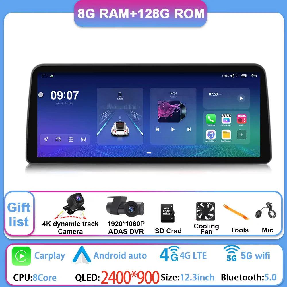 12.3 Inch Android 14 For GMC Yukon Chevrolet Tahoe Silverado 2007 - 2013 Car Radio Multimedia Player GPS Head Unit Auto StereoBT