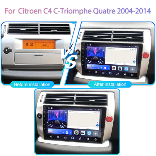 Android 14 For Citroen C4 C-Triomphe Quatre 2004-2014 Car Radio Multimedia Video Player GPS 2Din Android Carplay Stereo DVD 4G