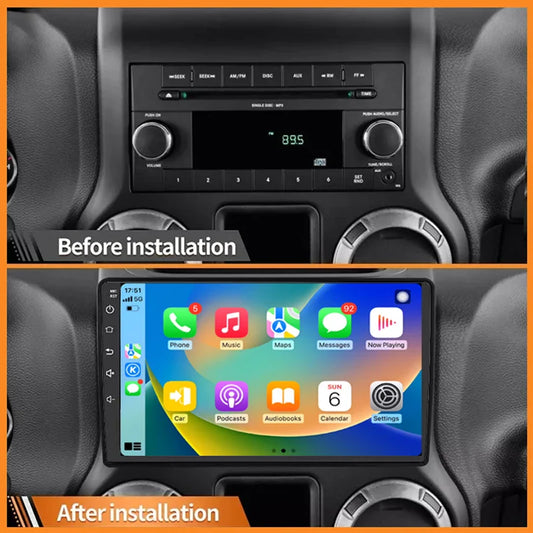 10'' For Jeep Wrangler 2007-2016 Car Radio Head Unit Wireless Carplay Apple Android 13 Auto Intelligent System GPS Navi 4-64GB