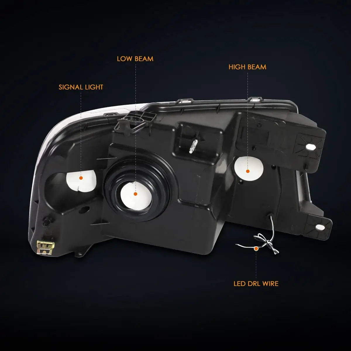 Headlights Assembly Compatible with 2004-2008 Ford F150 / 2006-2008 Lincoln Mark LT, Pair of Headlamps with LED DRL Strip, Smoke