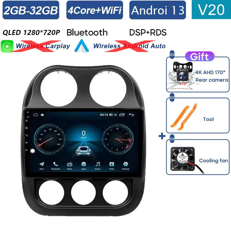 Car Android 14 For Jeep Compass Patriot 2010 - 2017 Auto Radio Multimedia Player Autoradio Stereo GPS Navigation Carplay No 2din