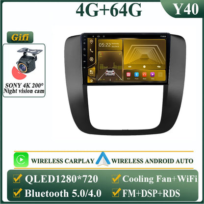 Android 14 Car For GMC Yukon Chevrolet Tahoe Suburban 2008-2012 GPS Navigation Multimedia Player Stereo Head Unit QLED Screen