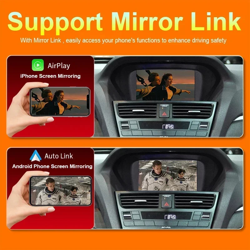 2024 Wireless  CarPlay & Android Auto Box For ACURA RDX TL ILX ZDX 2009-2013 Mirror Link  USB Player Front /Rear AHD Cameras