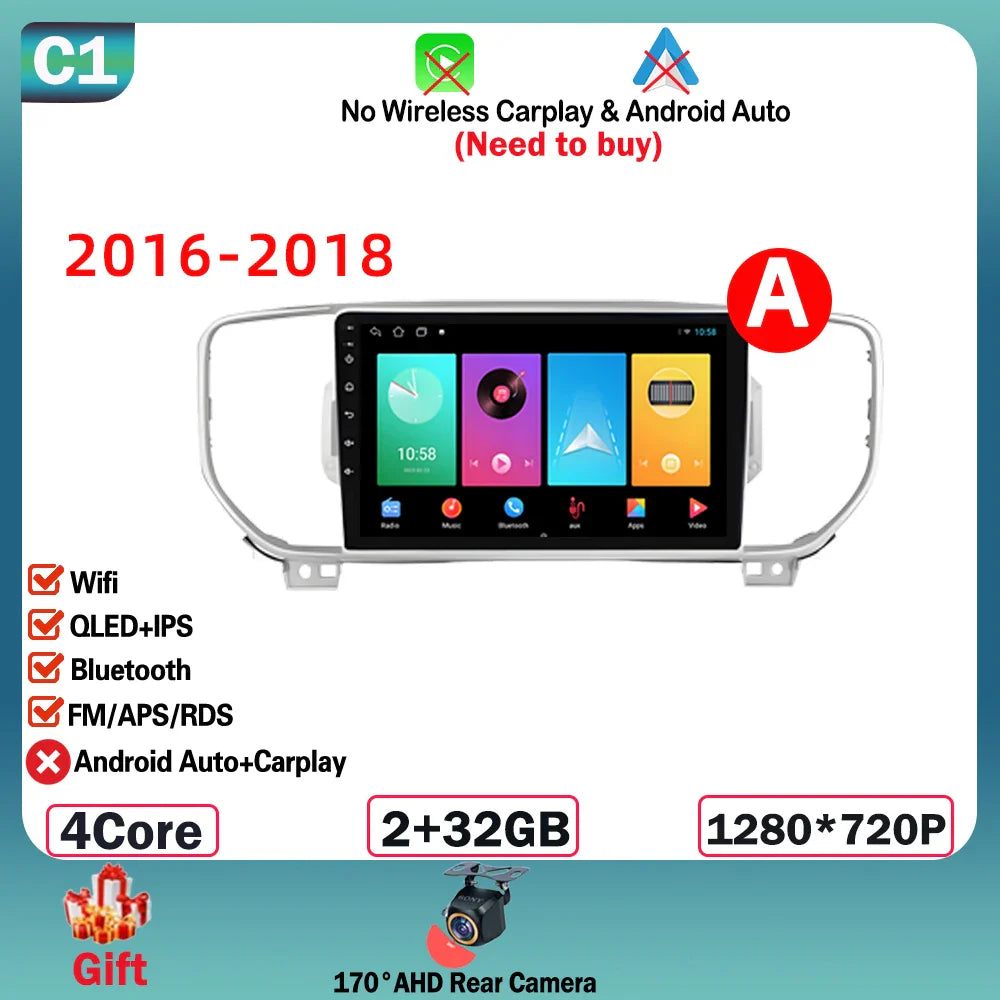 Android  For KIA Sportage 4 2016-2018 2019-2021 Multimedia Video Player Navigation GPS Stereo Wireless Carplay DSP WIFI NO 2DIN