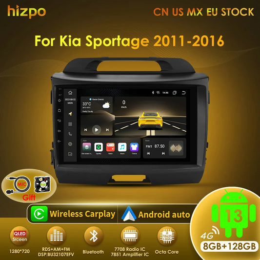 Hizpo Android 13 Car Radio GPS For KIA Sportage 3 2010 2011-2016 Multimedia Video Player 2din Navigation AUTO Stereo Head Unit