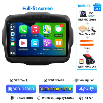 Android 15 Carplay Auto 4G DSP Car Radio Video Multimedia Player For Jeep Renegade 2016 2017 2018 2019 2020 Autoradio GPS Stereo