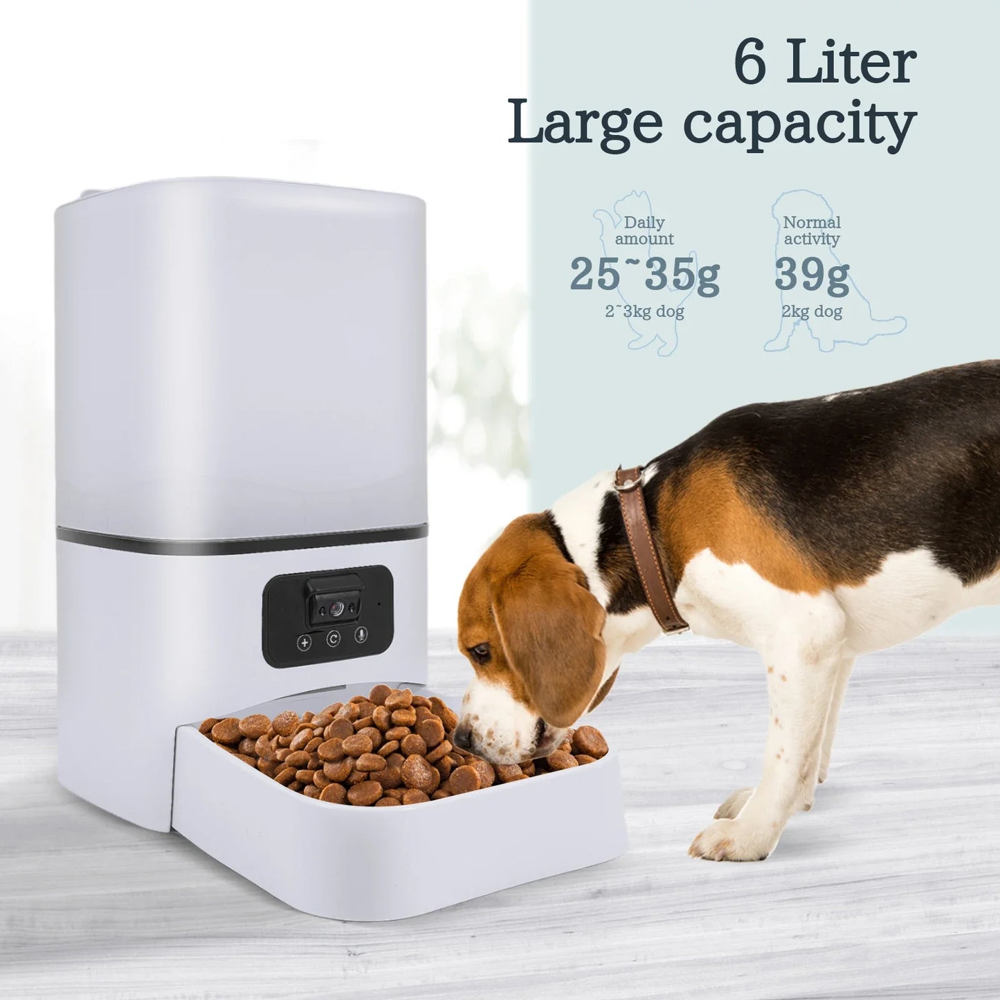 6L intelligent automatic cat feeder with night vision camera dry food video pet intelligent voice recording, cat and dog feeder