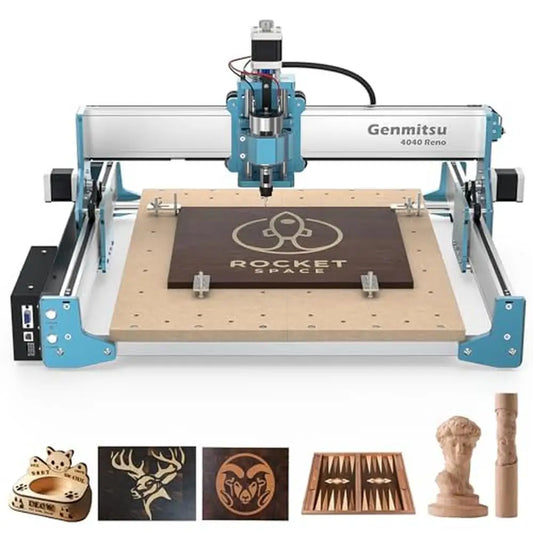 4040 CNC Router Woodworking Acrylic Cutter Metal Engraver 400 x 400mm Workspace Belt Driven Quieter Movement Precise Cuts Sturdy power tools