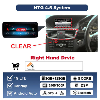 Wireless Carplay Android 14 for Mercedes Benz E Class W212 2009 - 2015 Car Radio Player Video DSP Stereo Touch Screen 4G WiFi BT